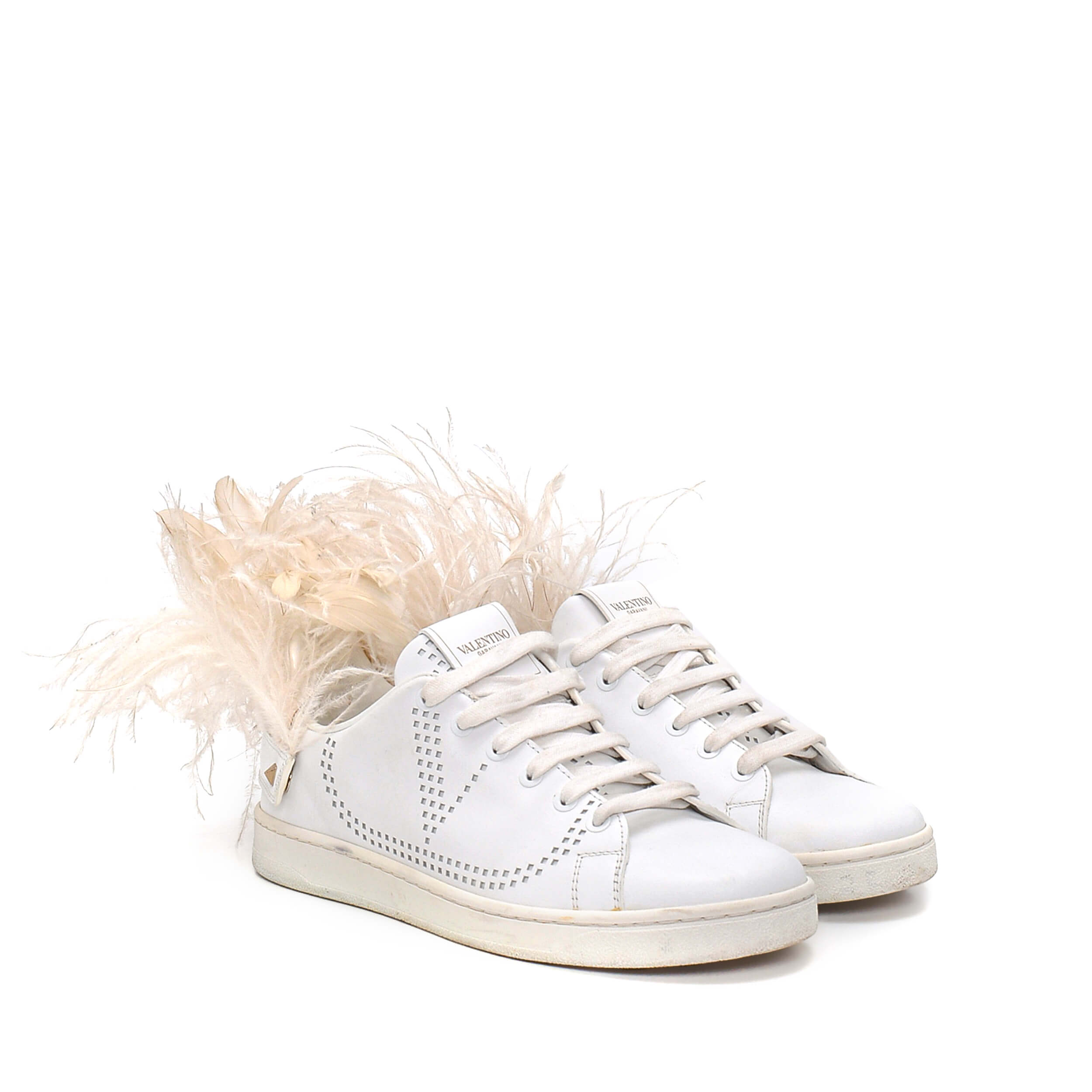 Valentino - White Feather Detail Sneakers